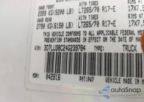 2004 Dodge Ram 3500 Slt/Laramie from USA, damaged, VIN 3D7LU38C24G239784